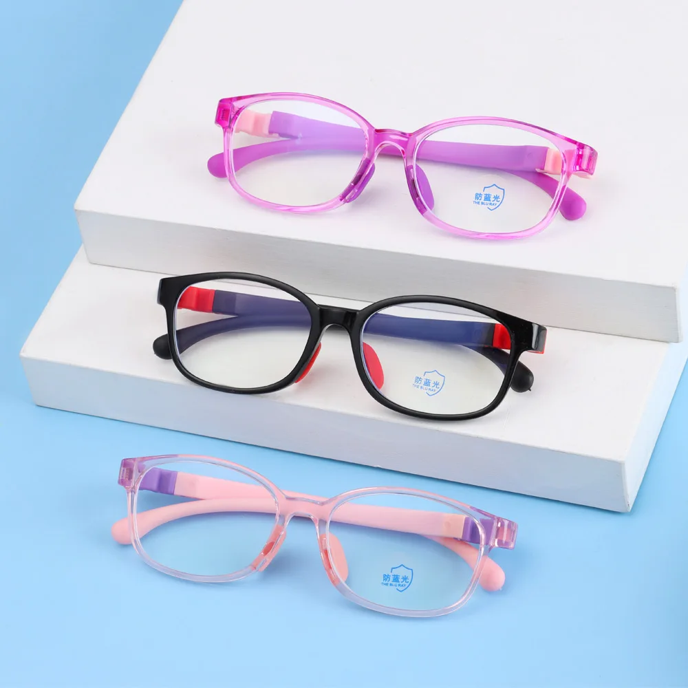 Children Silicone Anti-blue light Glasses TR90 Flexible Removable Flat Mirror Non-slip Sport Eyeglasses Frame Girls Boys Glasses