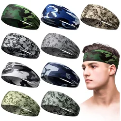 Camouflage Print Mens Sports Headband Sweatband Stretch Elastic Gym Fitness Running Headwrap Breathable Women Yoga Hair Bands