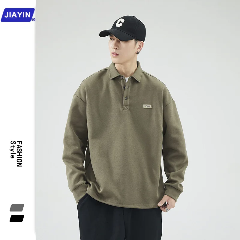 

Vintage Neck Sweatshirt Loose Fit American Style Men's Autumn Outerwear Cool Handsome Large Size Coat Cotton Print Casua...