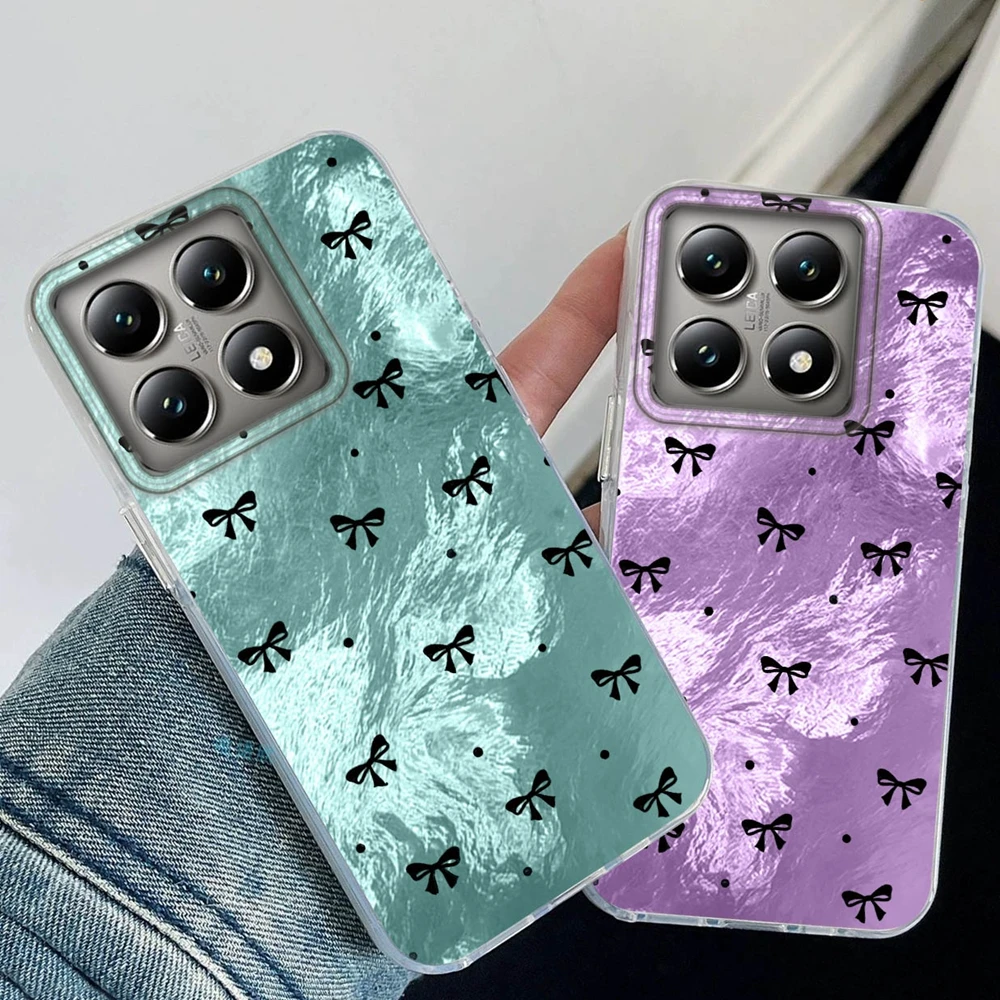 

Cute Bowknot Circle Dot Pattern Glacier Texture Girls Women Phone Case For Xiaomi 14T 13T Pro 11 Lite 5G NE Shockproof Cover