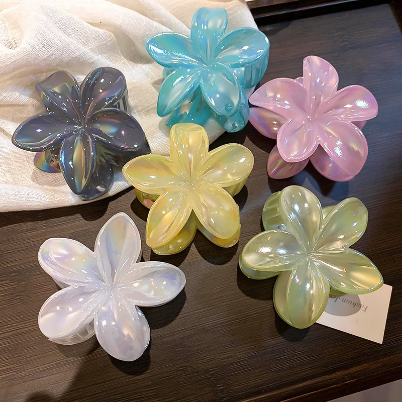 1/6 шт., цветные акриловые цветы допамина, когти для волос для женщин, простые пригородные заколки в виде акулы, милые аксессуары для волос для девочек