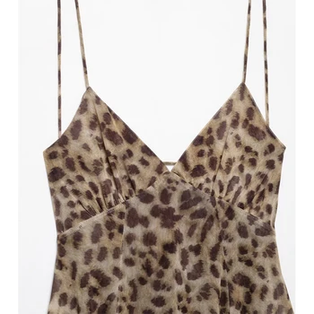 MUJER 2025 Tulle Mini Dress Woman Leopard Print Slip Dress Women Sexy Backless Short Dresses for Women Draped Party Dresses 5