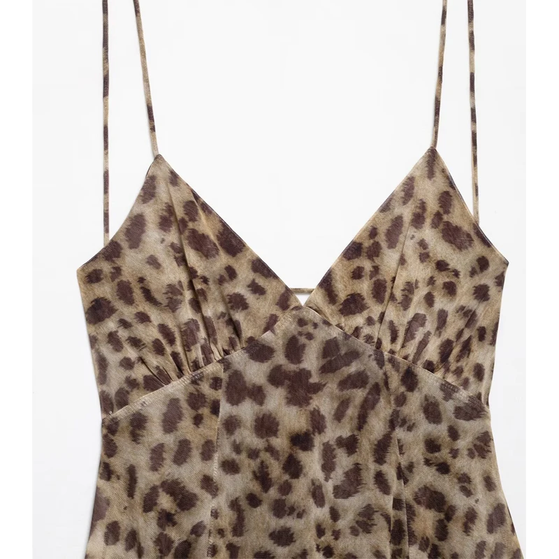 Vestido Mini de Tul con Estampado de Leopardo para Mujer 2025, Escote en la Espalda, Corto para Fiesta 5