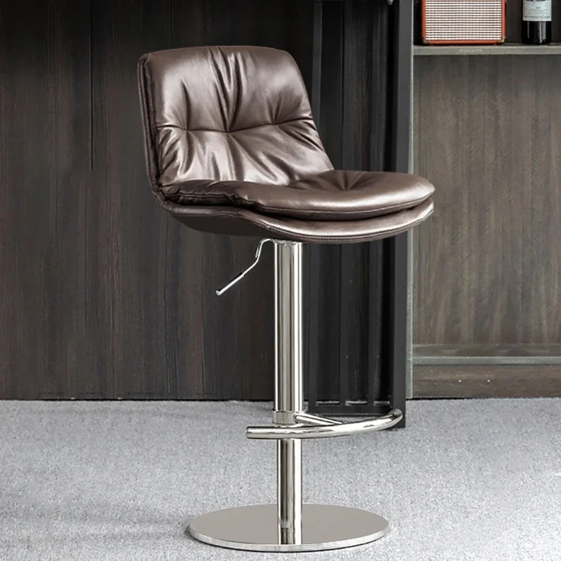 

Barber Metal Bar Stool Leather Industrial Reinforce Swivel Bar Stool Adjustable Mainstays Cadeira Giratoria Counter Furniture