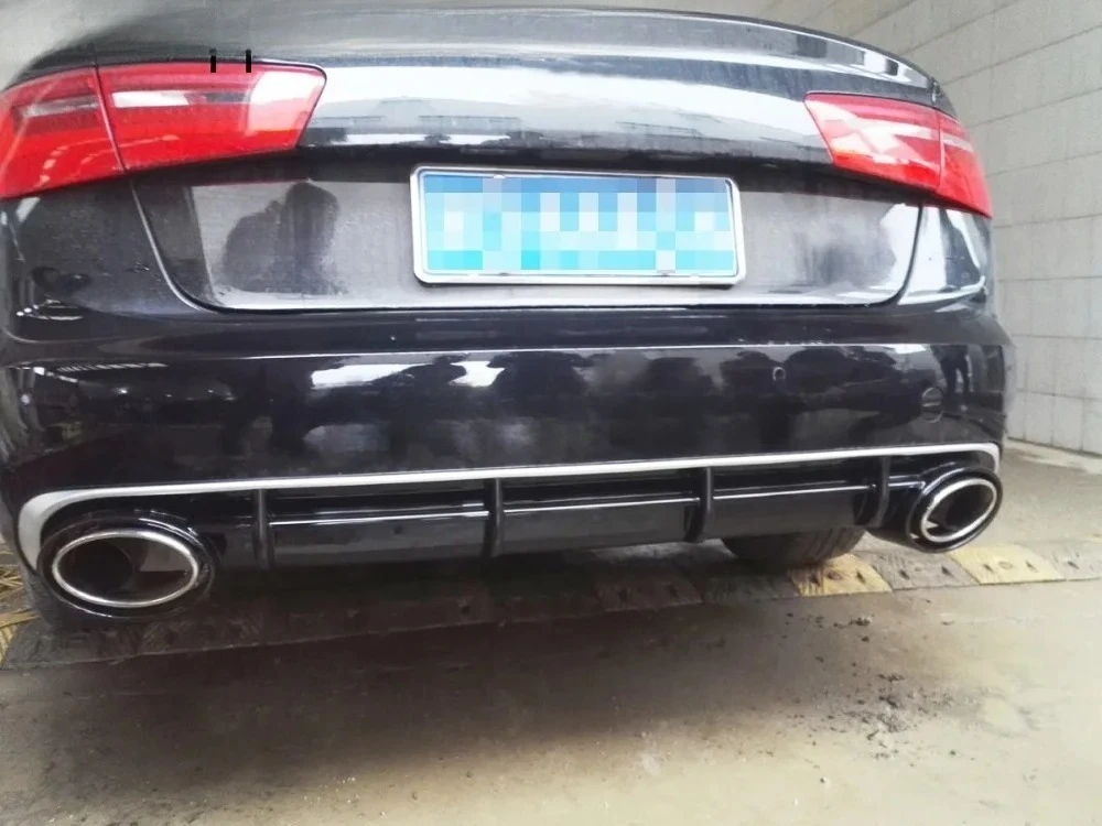 RS6 Rear Diffuser Lip with Exhaust Pips for AUDI A6 C7 Sedan 2012