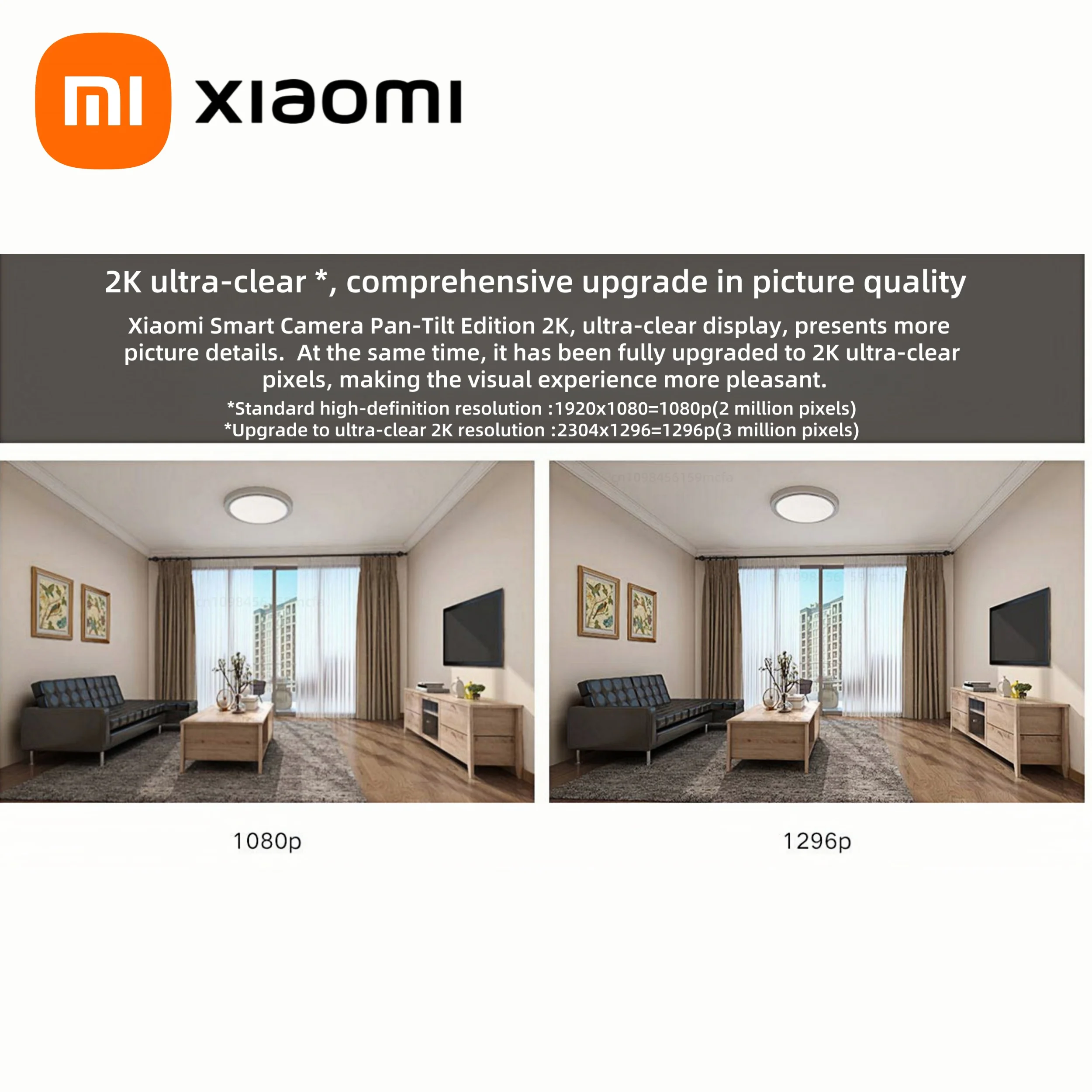 Xiaomi 360° Smart Home Security Camera Mi PTZ 2K Webcam 1296P 3 Megapixel AI Human Detection Night Vision Webcam Work With Miji
