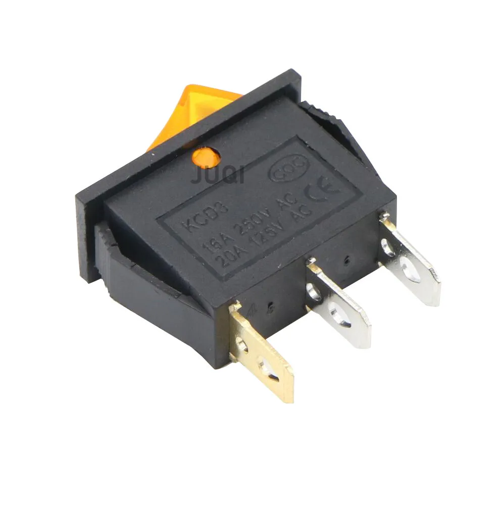 1PCS KCD3 Rocker Switch ON-OFF 2/3 Position 16A 250V / 20A 125V AC  Electrical equipment 2/3Pin With Light Power Switch