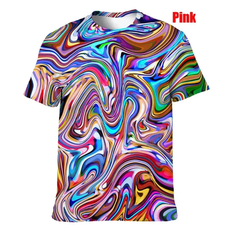 Summer 3D Printed Neon T Shirt Colorful Psychedelic Pattern Street Tshirts Men And Women O Neck Fashion Short Sleeve Tee Tops