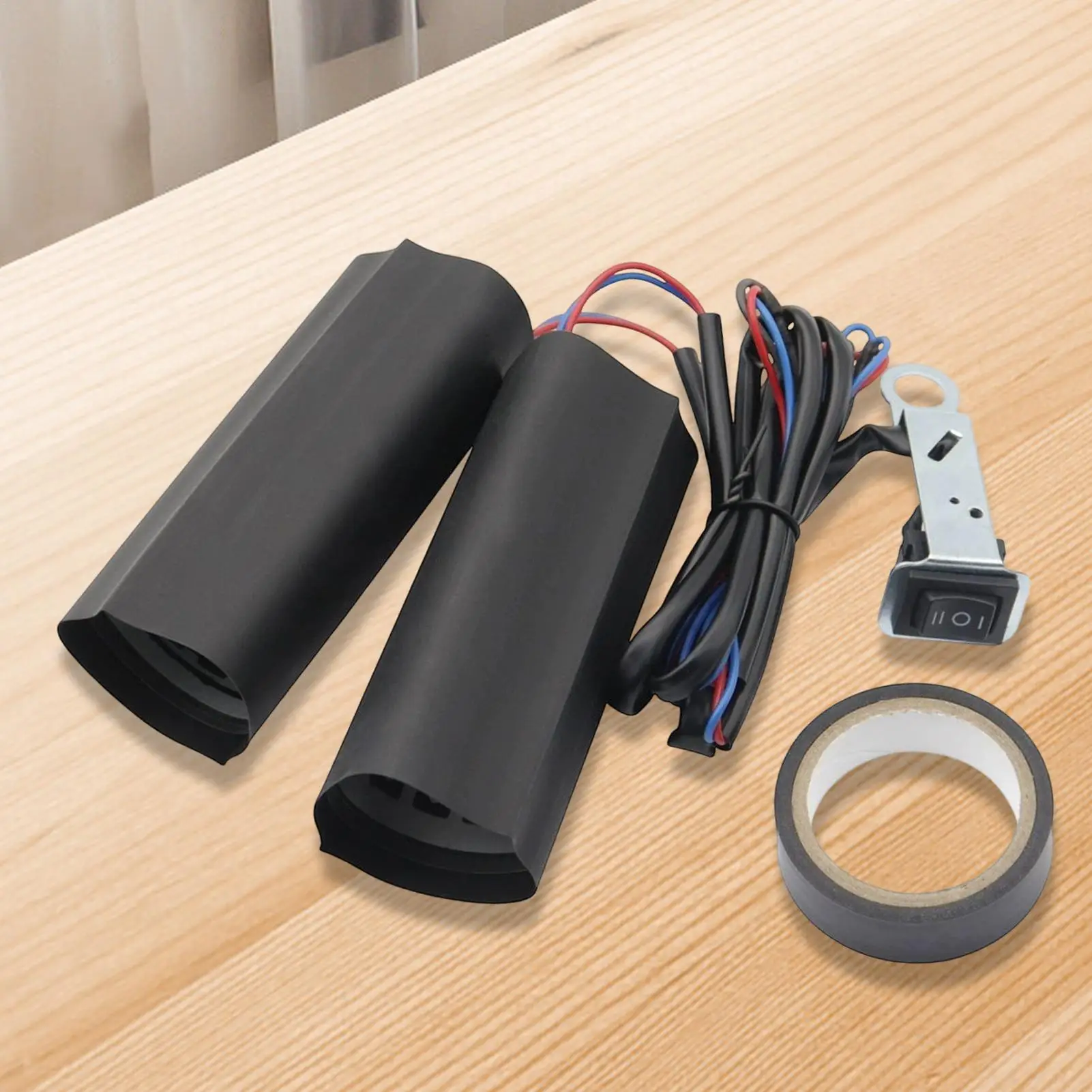 Motorcycle Heated Handle Covers with Adjustable High and Low Temperatures and On/Off Control for Outdoor Cold-Weather Winter