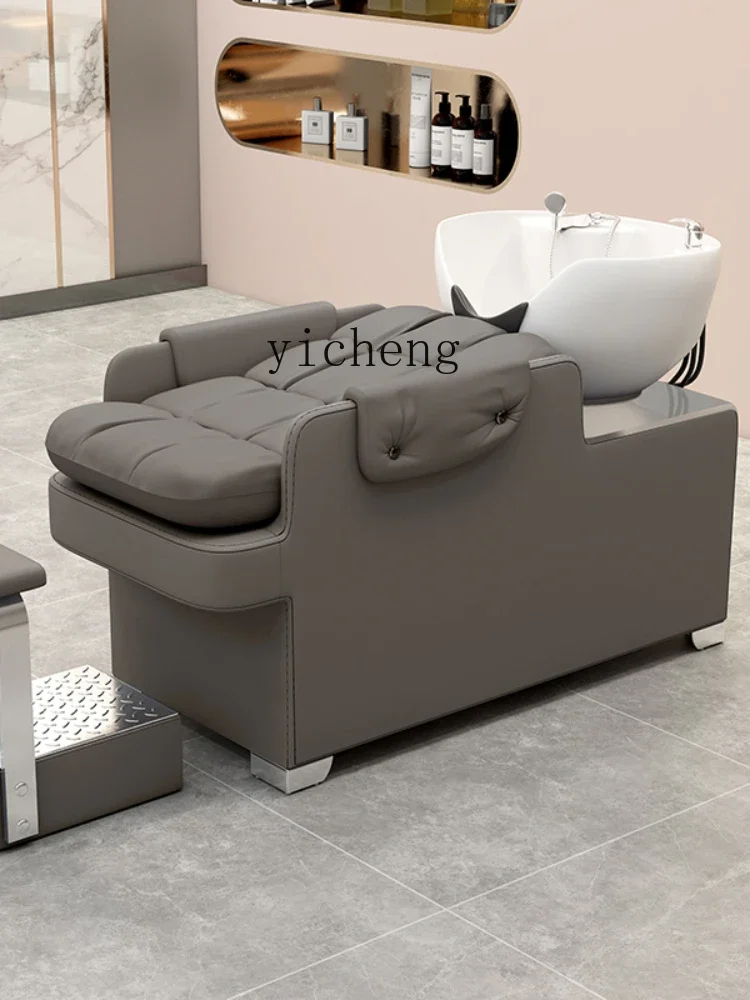 YY Barber Shop Lying Half High-End Shampoo Chair Hair Salon for Hair Salon Ceramic Flushing Bed