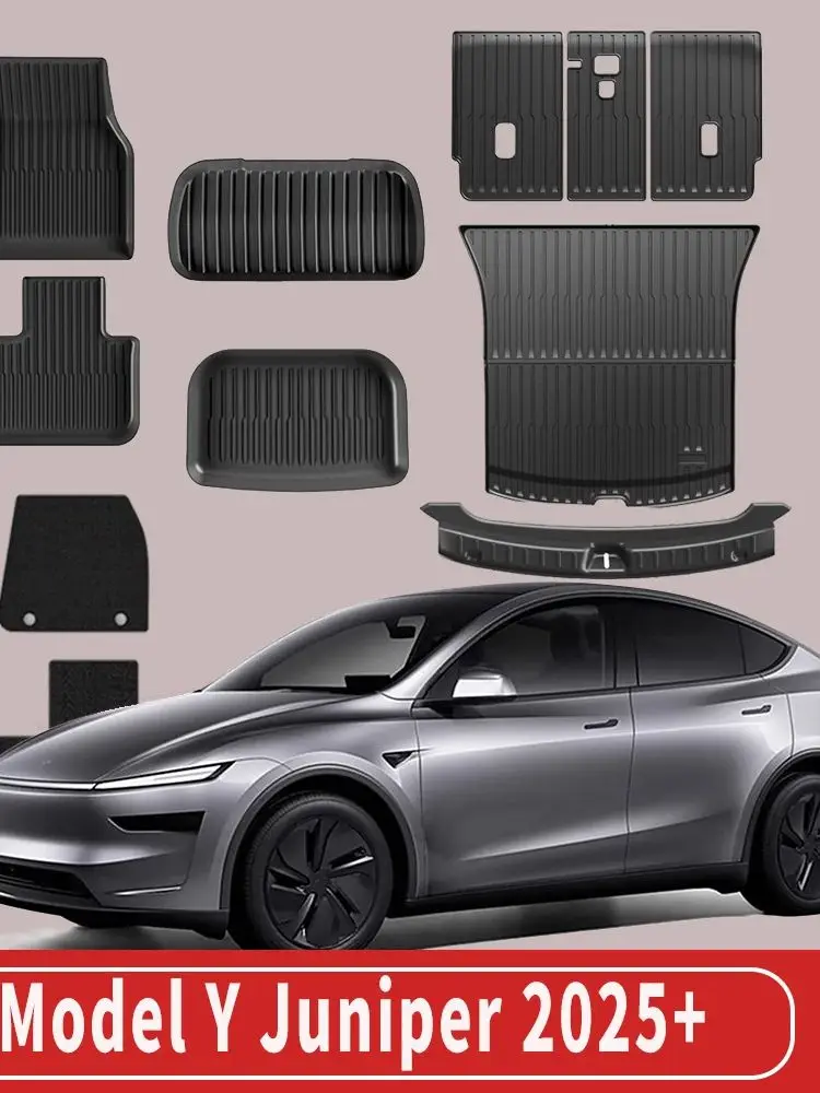 Voor nieuwe Tesla Model Y Launch 2025+ Juniper 2025+ TPE-vloermatten en ladingvoering, kofferbakmatten voor alle weersomstandigheden Vloervoering Rugleuningmatten - afbeelding 2