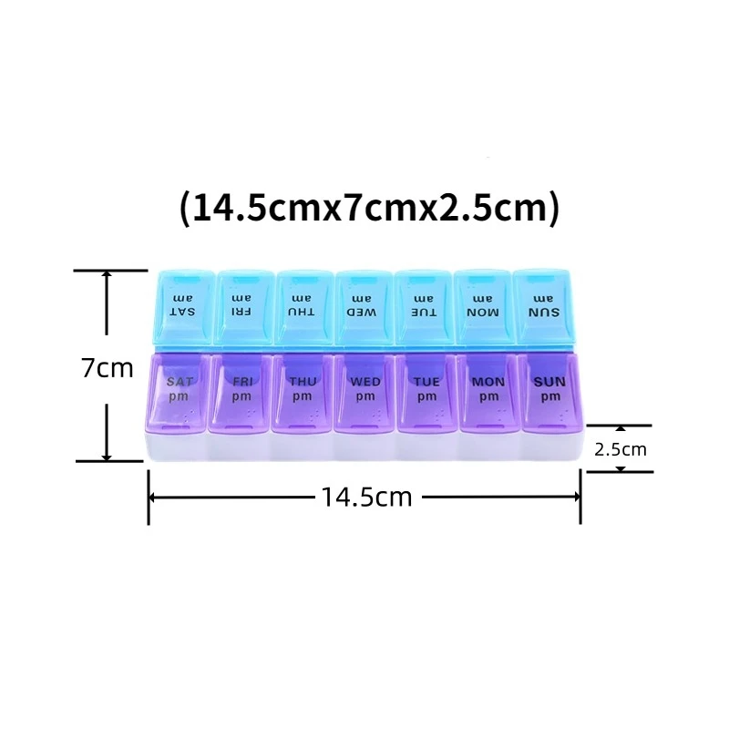 New Weekly Portable Travel Pill Cases Box 7 Days Organizer 14 Grids Pills Container Storage Tablets Vitamins Medicine Fish Oils