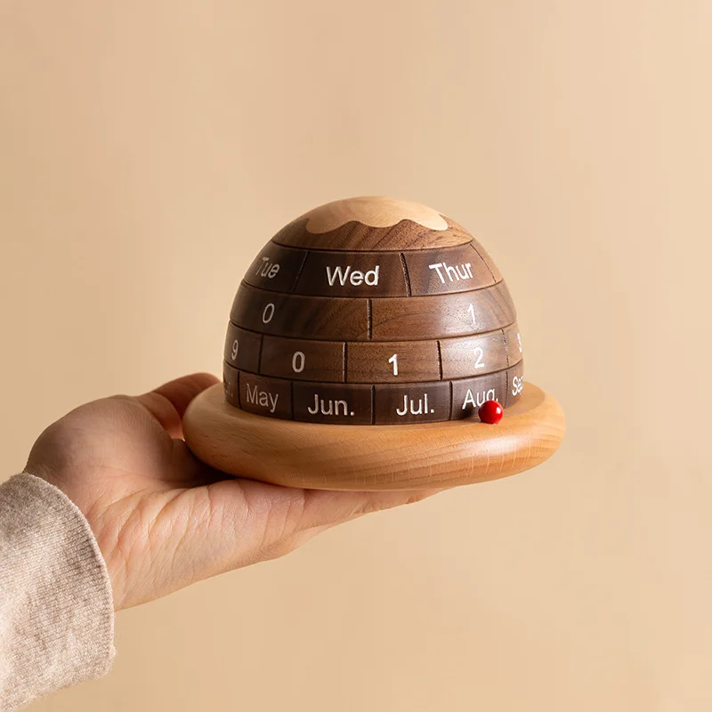 Wooden Desktop Rotation Planet Calendar Anti Stress Toys For Office Unique Novelty Gifts Creative Products