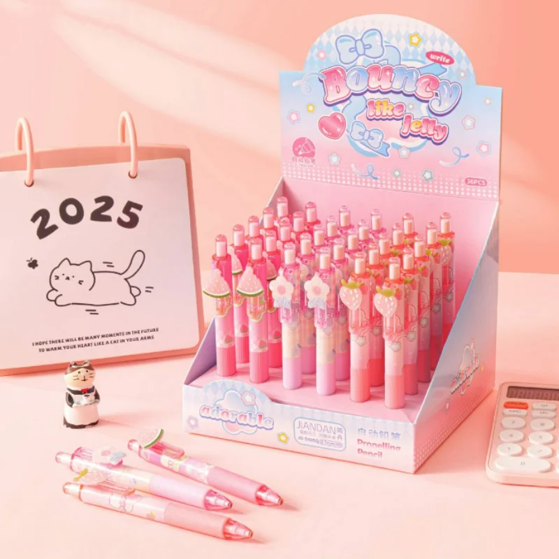 

36pcs/lot Creative Watermelon Strawberry Flower Mechanical Pencil Cute 0.7MM Drawing Writing Automatic Pen School Office Supply