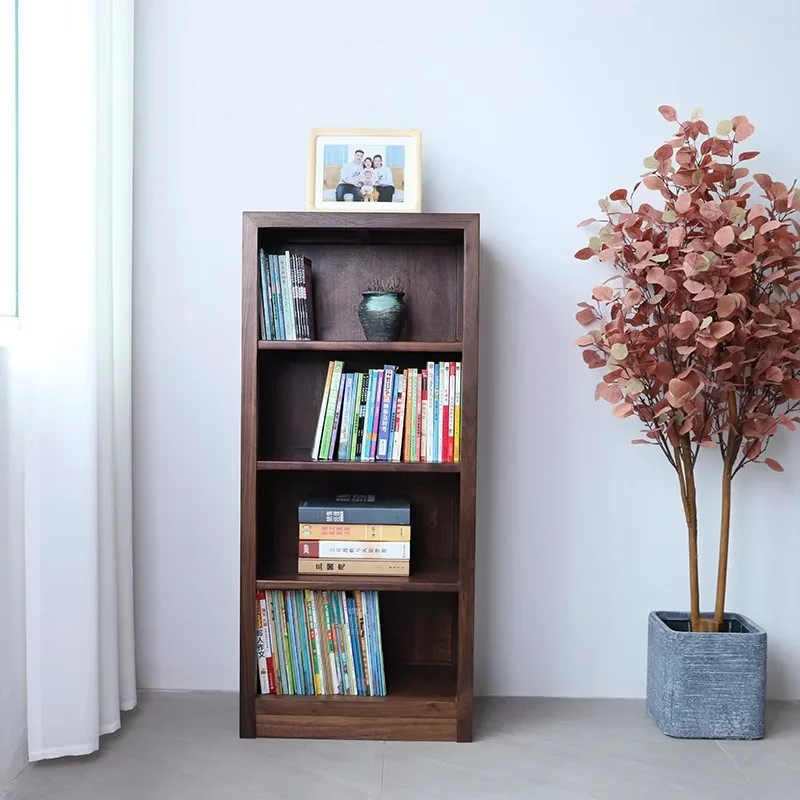 

Black walnut bookcase, solid wood children's low bookshelf, floor-to-ceiling simple and environmentally friendly shelf