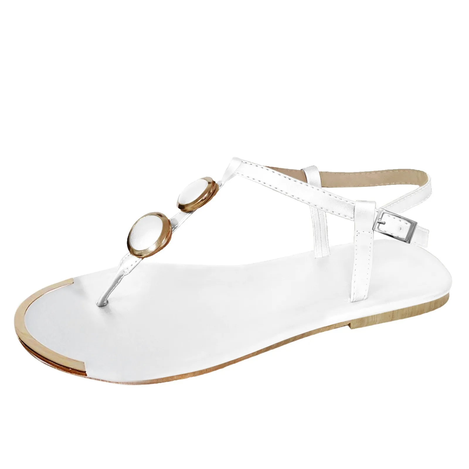 Gorąca wyprzedaż Złote sandały dla kobiet Otwarte palce Metalowa klamra Decro Clip Toe Shoes Casual Roman Flip Flops Summer Ladies Beach Sandals