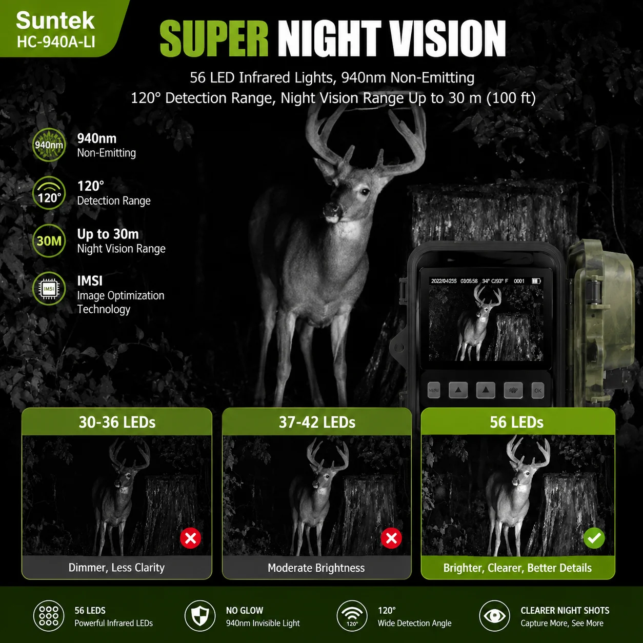 Outdoor 4K HD 50MP Infrared Hunting Monitoring Wildlife Camera Trail Night Vision Motion Activated IP66 Waterproof Garden Cam