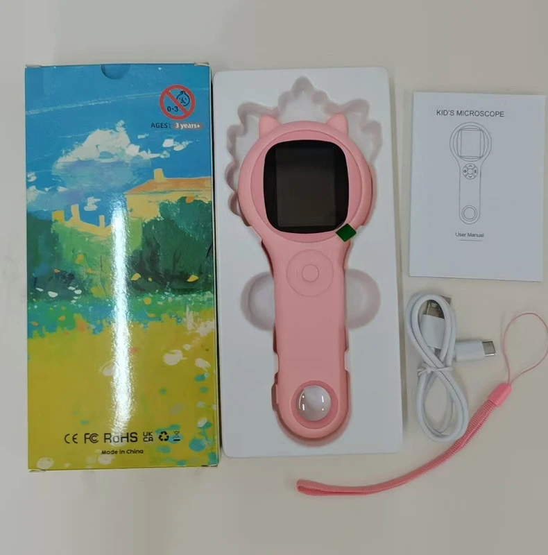 Mini-Elektronikmikroskop für Kinder mit Silikonhülle, Foto- und Videofunktion, 500-fache Vergrößerung, USB-Aufladung, Lernspielzeug für Kinder – Detail 9