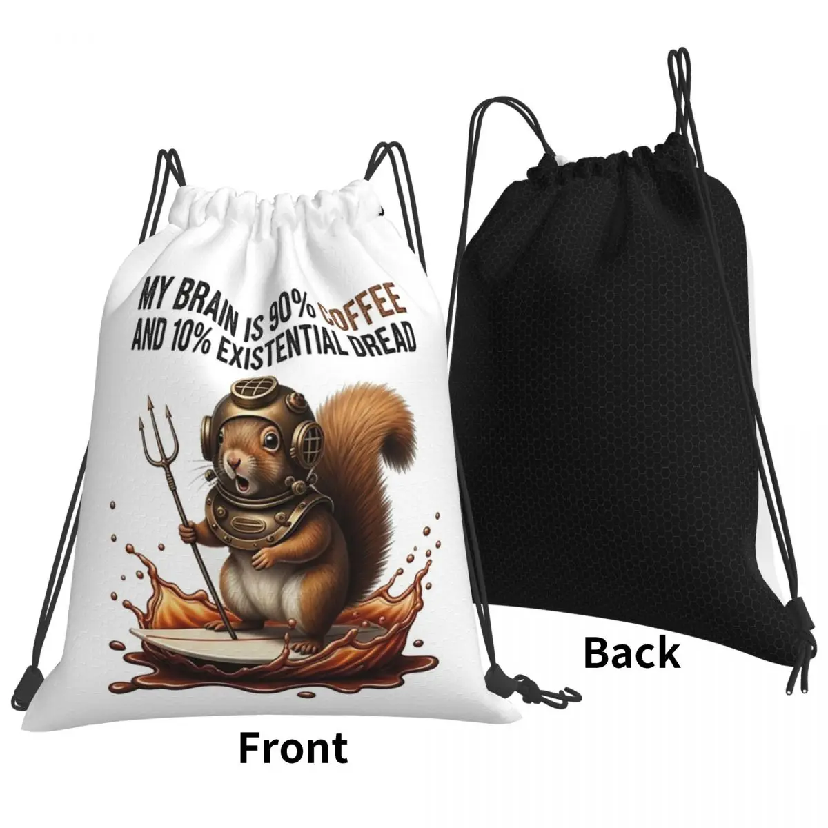 The Existential Coffee Diver Backpacks Portable Drawstring Bags Shoes Bag Book Bags for Man Woman School