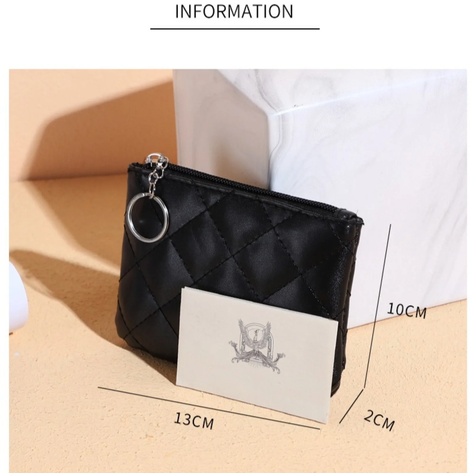 Women PU Leather Zip Coin Wallet Key Chain Fashion Small Purse Money short Change Pouch Coin Purse