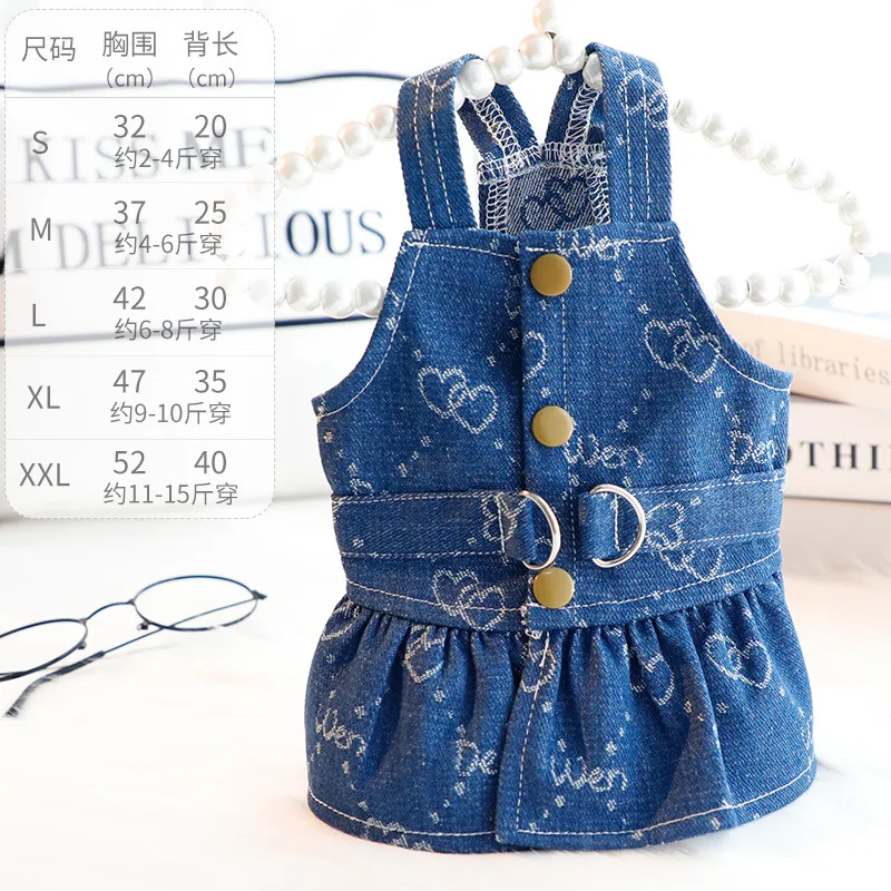 Dog Clothes New Summer Cat Dress Towable Blue Denim Slip Dress Pet Clothing 5752