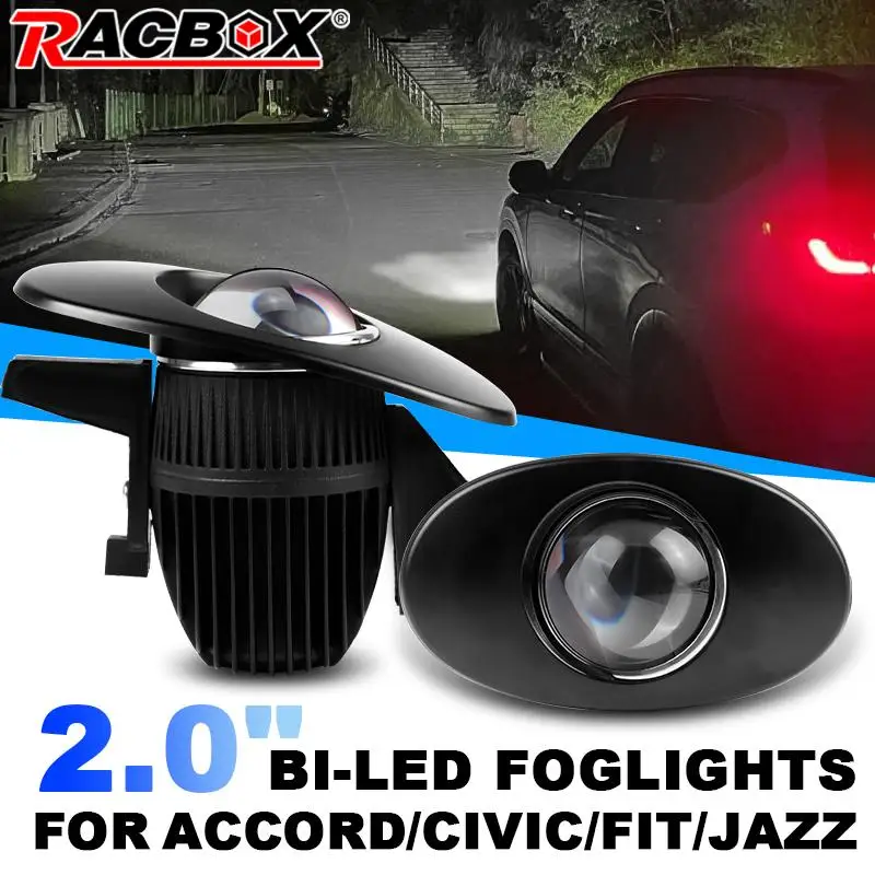 20000LM 100W 2 inch Bi-led Fog Light PTF Projector Lens High Low Beam Fog Lamp For Honda Accord Civic FB2 FB3 Sport Fit Jazz RS