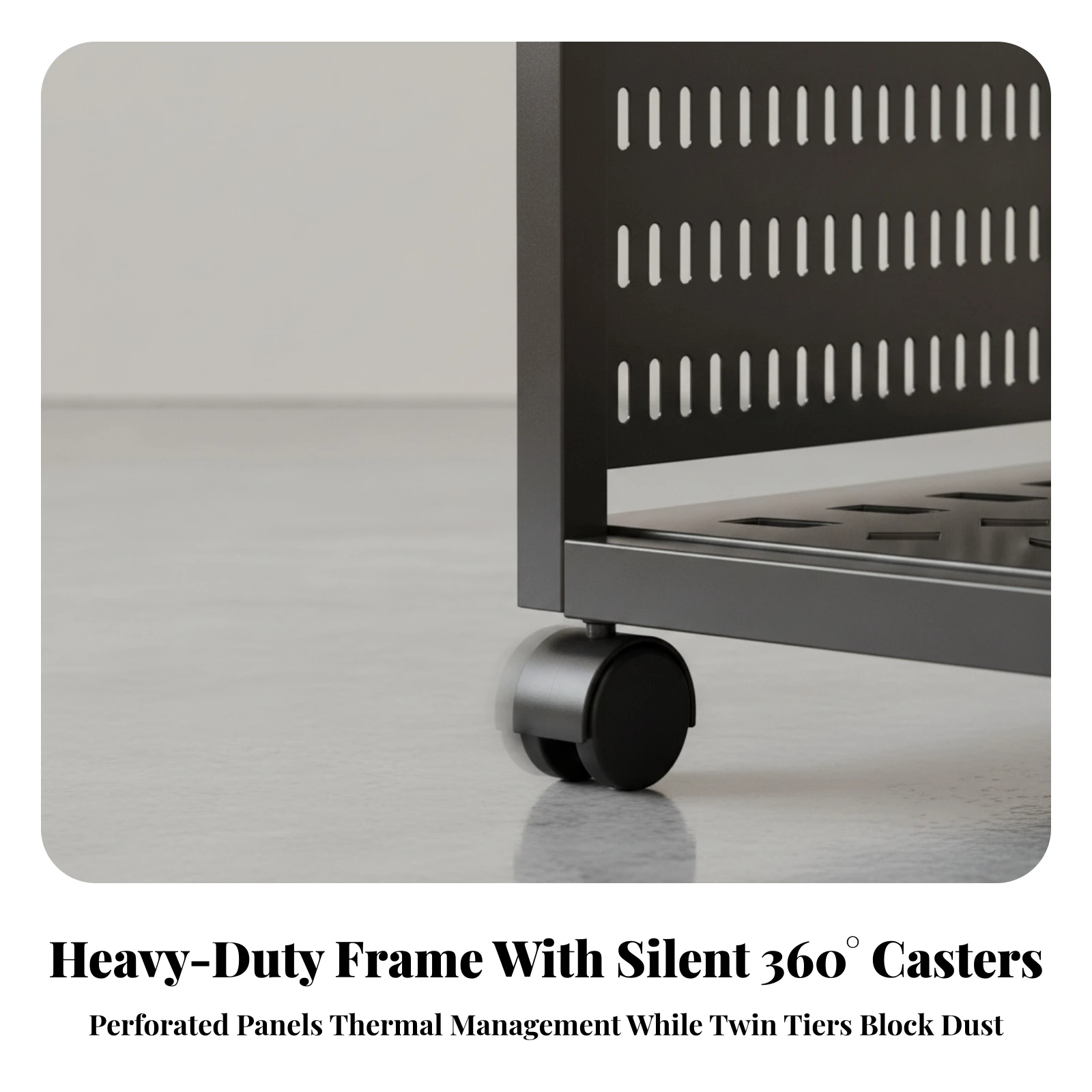 Computer Chassis Stand with Casters Ventilated Adjustable Computer Chassis Stand Cart Sturdy Long-Lasting for Gamers, Under Desk