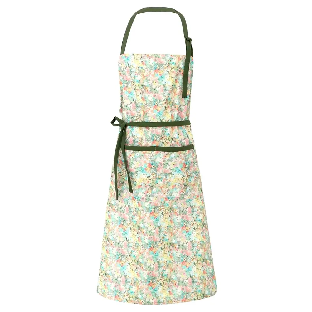 

Женский винтажный кухонный фартук с цветочным принтом, фартук для садоводства и готовки с регулируемыми лямками и большими карманами, милый фартук-сарафан для выпечки