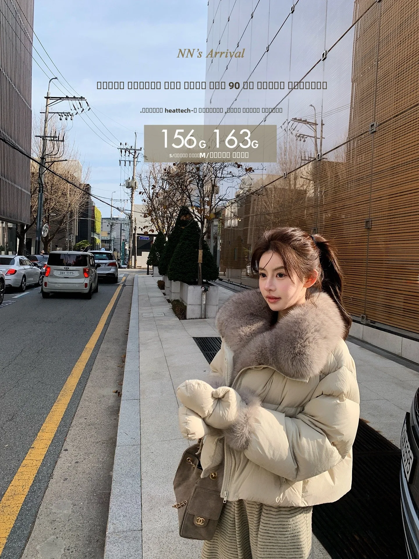 

Winter New Sle White Goose down Fur Collar Jaet Gloves Chen Jiannan Casual Fit Stand Padded Coat Ladies Faion