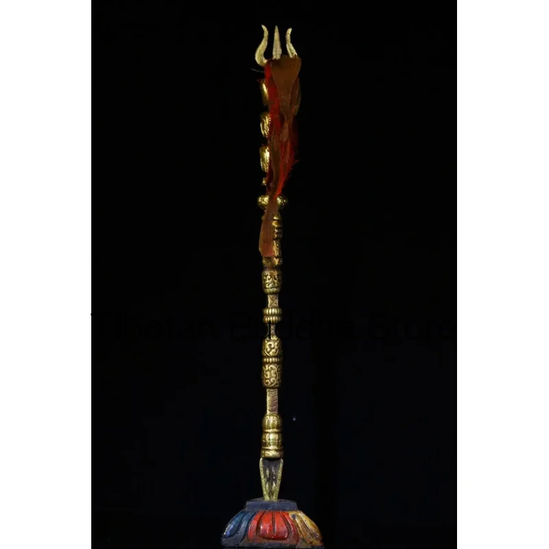 Imagem -04 - Tibet Budismo Latão Phurba Titular da Adaga Artesanal Cabeça de Buda Faqi 43 cm