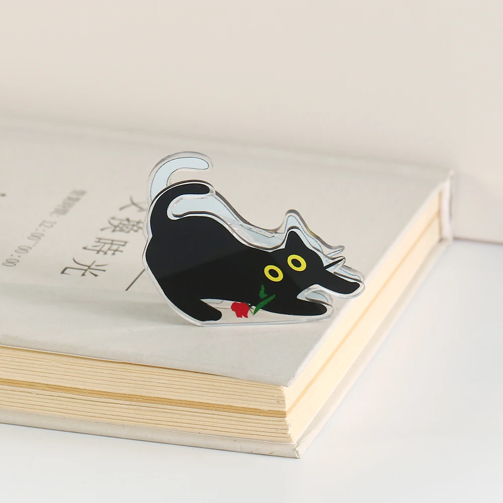 4Pcs/set black cat Clip Acrylic Cute Page Holder Paper Clips Binder Clip Clamp File Index Photo Stationery Storage Office School