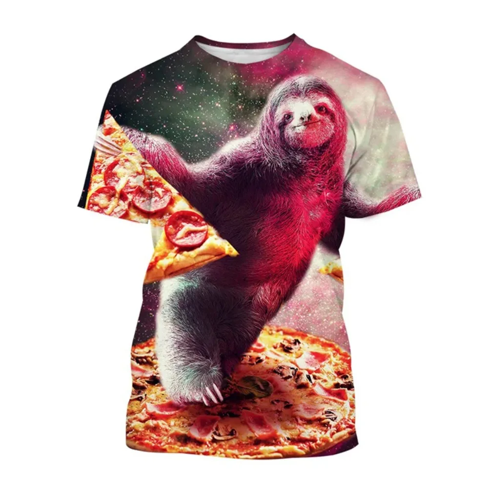 Fun Galaxy Sloth 3D Printed Quick-Dry Breathable MenWomen's TShirt Animal Pizza Casual Street Style  Parental Short Sleeve Shirt