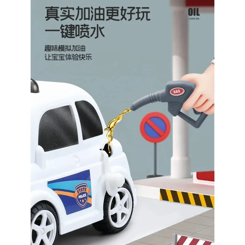 Child toy gas station simulation station big car models for boys and girls children's educational toys with sound light