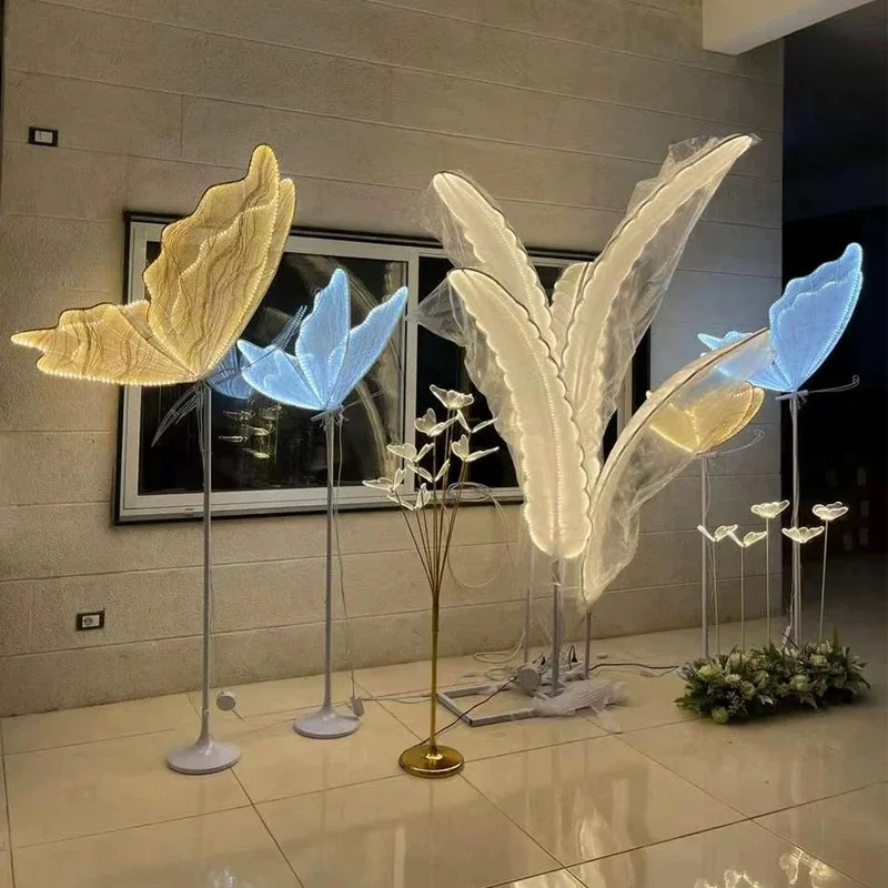 Mini Butterflies Led Wedding Light Romantic Lace Dia40cm Butterfly Floor Lamp Decor Wedding Walkway Party Event Lights