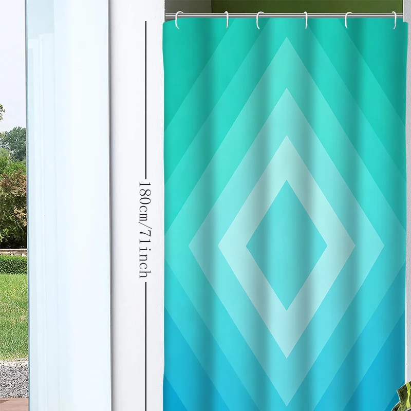 1pc Gradient Plaid Shower Curtain with Metal Grommets, Polyester Bath Curtain Widow Curtain Bathroom Decor & Accessori