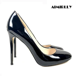 Women Patent Round Toe High Heel Pumps Stiletto Wedding Party Shoes Multi-color