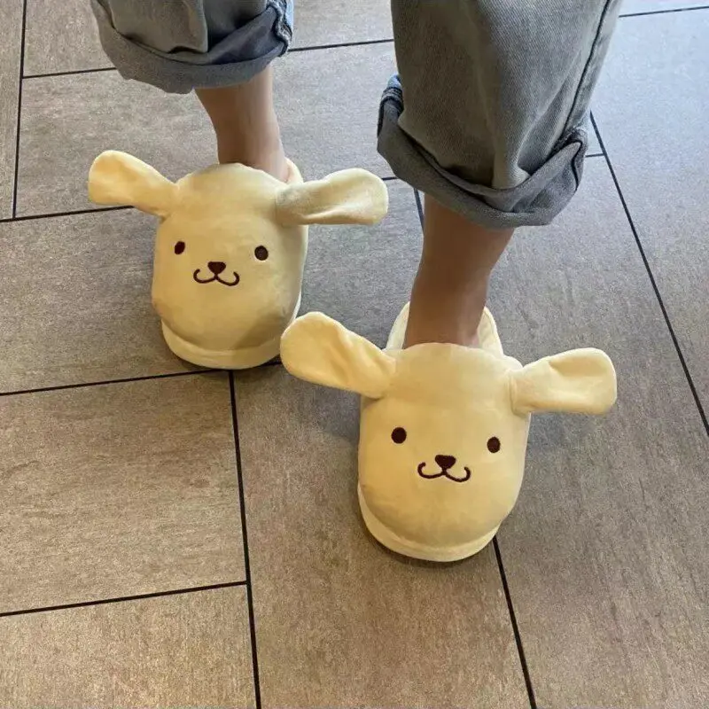 

Women Cinnamoroll Moving Ears Plush Slippers Cute Cartoon Slipper Non Slip Warm Indoor Home Slides Funny Winter House Shoes Gift