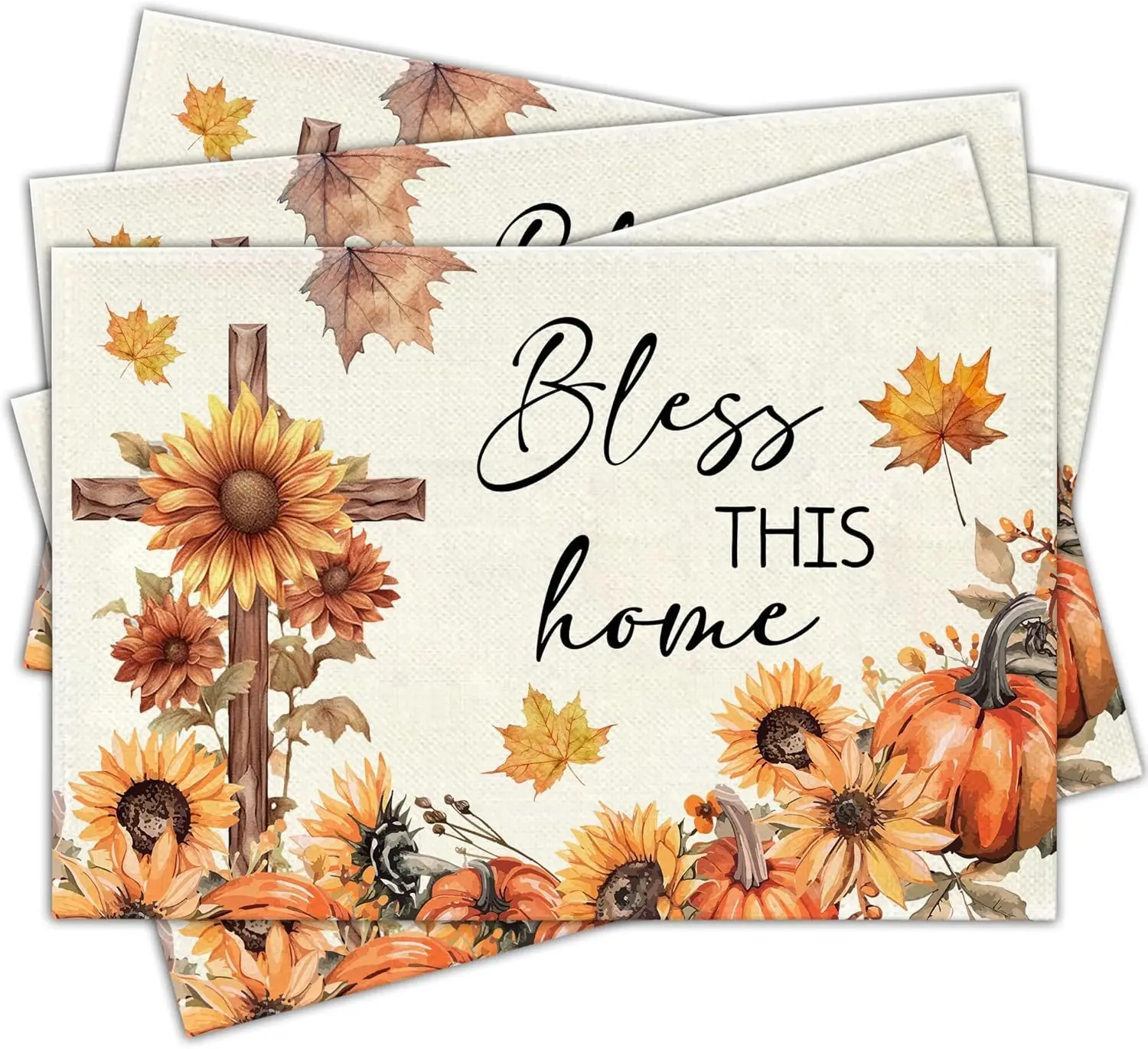 

Осенние салфетки, набор из 4 предметов, без коврика для этого дома, моющиеся термостойкие льняные салфетки для кухни, столовой, фермерского дома, тыквы