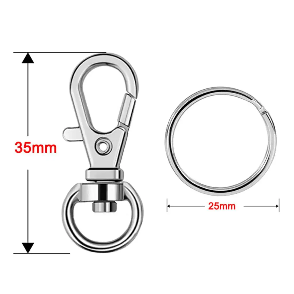 20 15 Mm Flat Split Solid Brass Key Rings Keys Chain Bag Charms Clasp , White K, 35mm