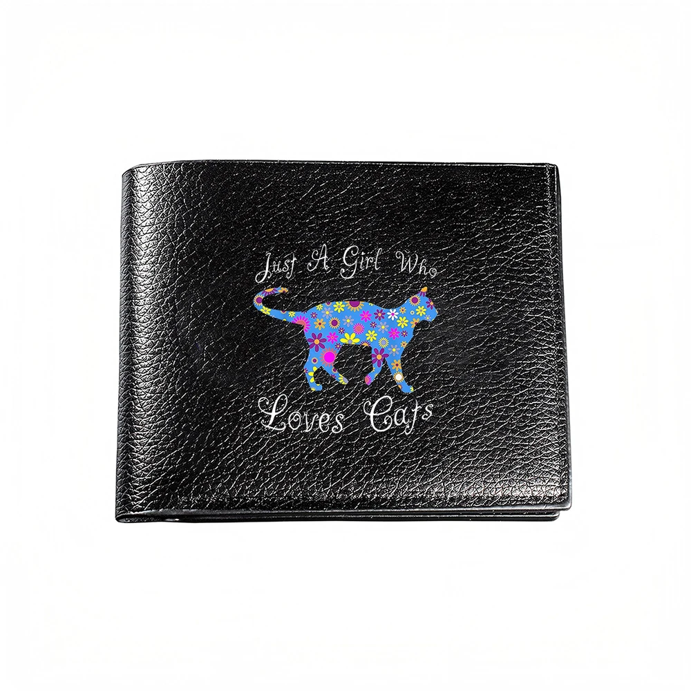 Just A Girl Who Loves Cats Floral Cat Print Men Wallet Card Holder Casual Business Fashion Design