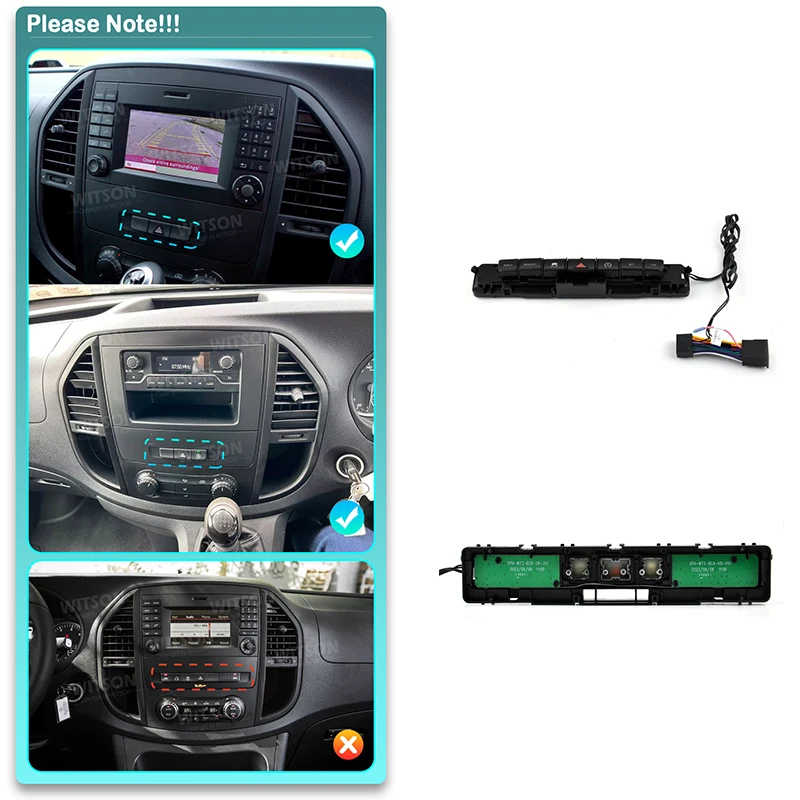 WITSON For Mercedes Vito 3 W447 Mixto 114 2018 2020 Manually Set Compatible With 99% Of Android Screens Emergency Light Button