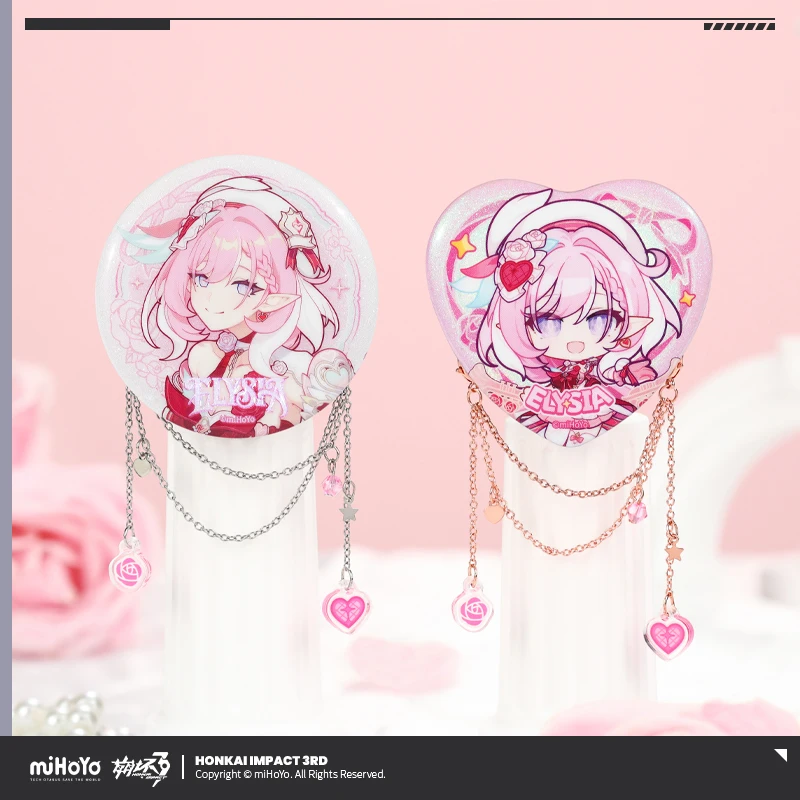 صندوق هدايا رسمي لموضوع إليسيا شارة تذكرة ليزر من الأكريليك علامة قائمة سلسلة مفاتيح زخرفة هونكاي إمباكت إليسيا كوسبلاي هدية عيد الميلاد