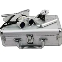 Dental Binocular Magnifying Glass Dentist, 3.5 X Magnifying Glass LED Light Head Oral Glasses Magnifier W/ Box 420mm