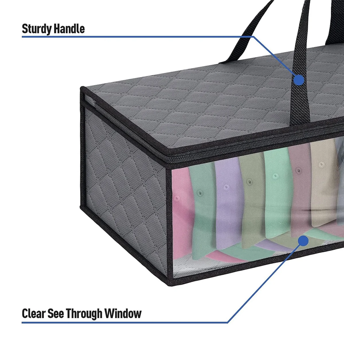 ABLK 2 Pack Hat Storage Bag for Baseball, Caps Hat Organizer Case Hat Holder Rack with 2 Carry Handles for Closet Moisture