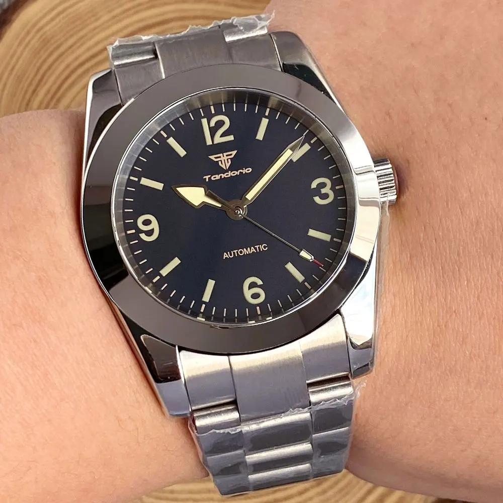 

Мужские автоматические механические часы Tandorio 36 мм/39 мм, черные/бежевые, с сапфировым стеклом, из нержавеющей стали, с люминесцентным покрытием, на браслете Oyster