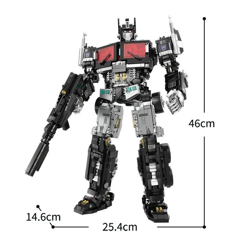 2023 New Technical Black Robot Building Blocks Model MOC Creativity Deformation Mech Bricks Toys for Boys Birthday Gift Set