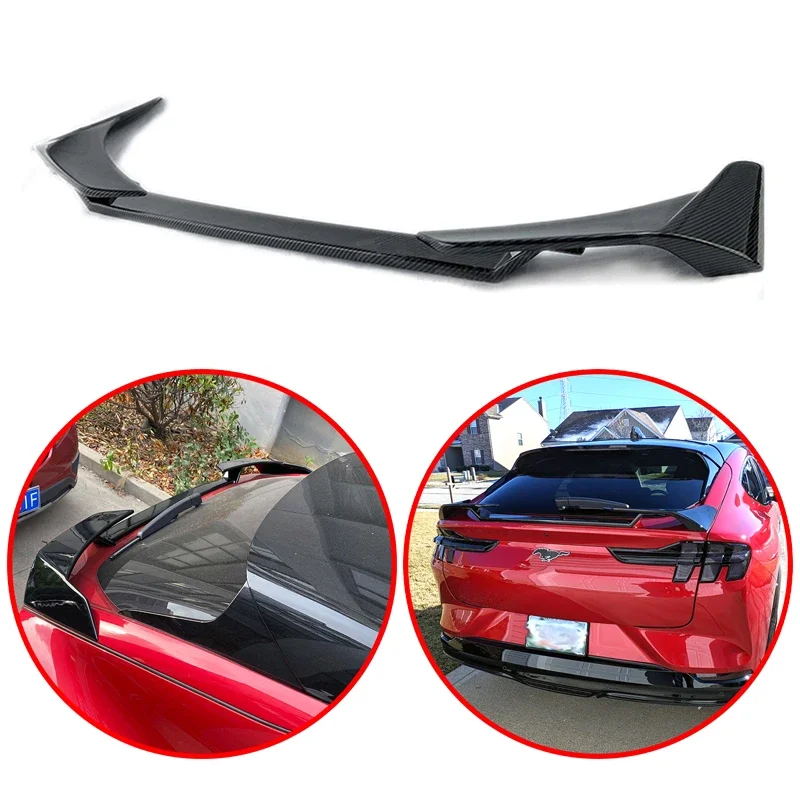 

High Quality ABS Rear Wing Sport Style Spoiler Body Kit For Ford Mustang Mach-E 2021 2022 Up Glossy Black or Carbon Fiber Look