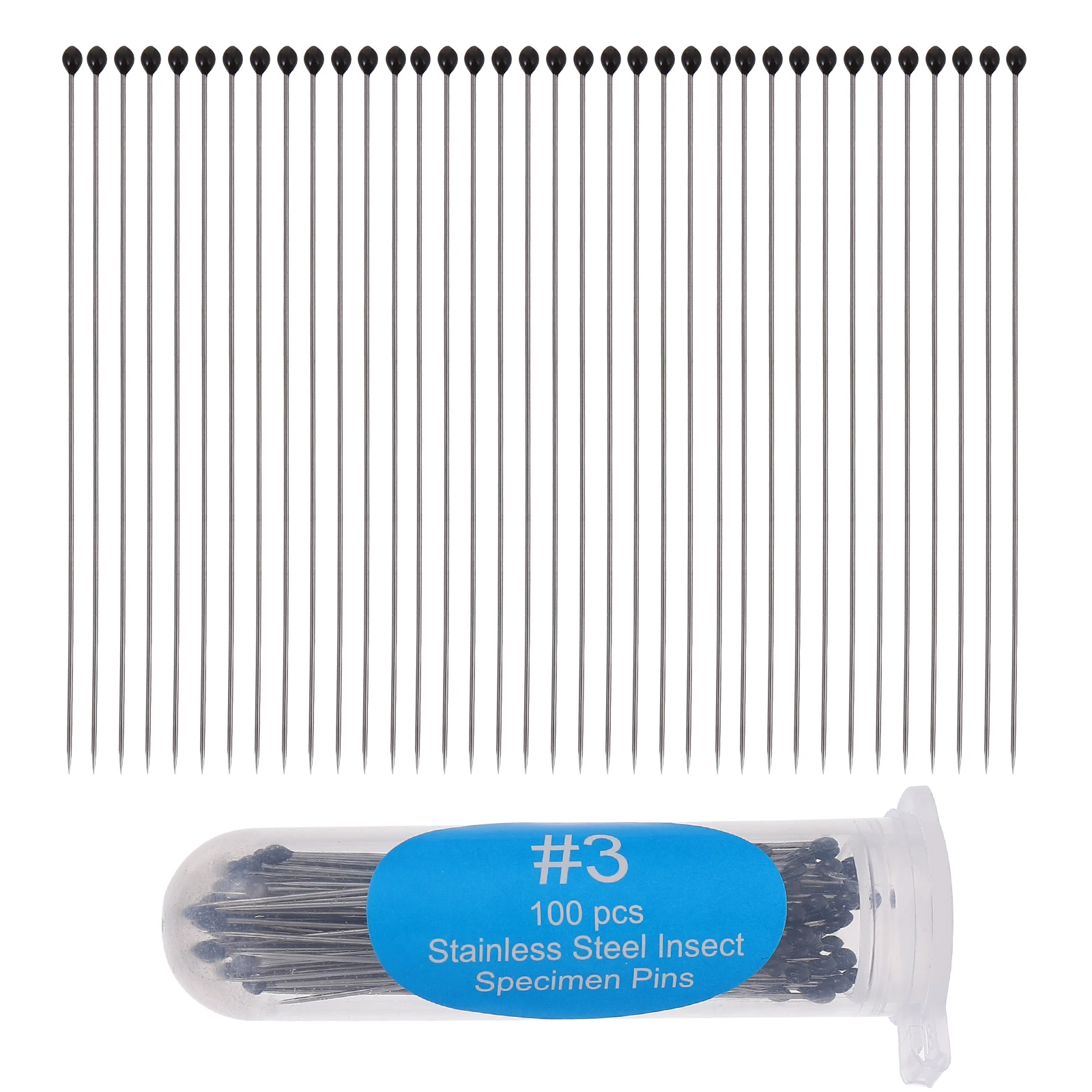 

300 pcs Stainless Steel Insect 40mm Silver Specimen Needles for Collecting Making Displaying Samples Entomology Tools Parts