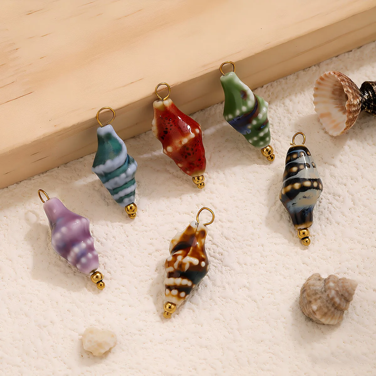 25pcs Mix Color Handmade ceramic conch Shaped Pendant Charms For Jewelry Making DIY Necklace Bracelet Accessories