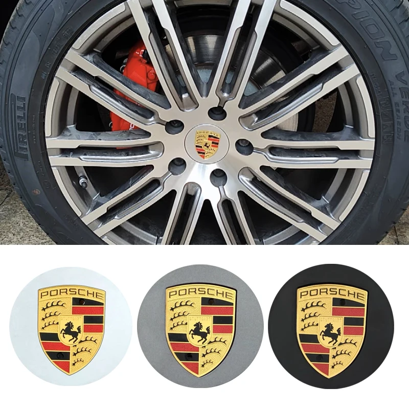 Capuchons de centre de roue de voiture réaménagement T76, couvercles de centre de moyeu, Porsche 718, Boxster, Cayman, broderie, 911, Macan Panamera, 4 pièces par lot, 65mm